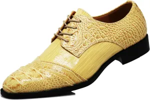 STW Men's Alligator Crocodile Print Oxfords Fashion Lace Up Dress Shoes