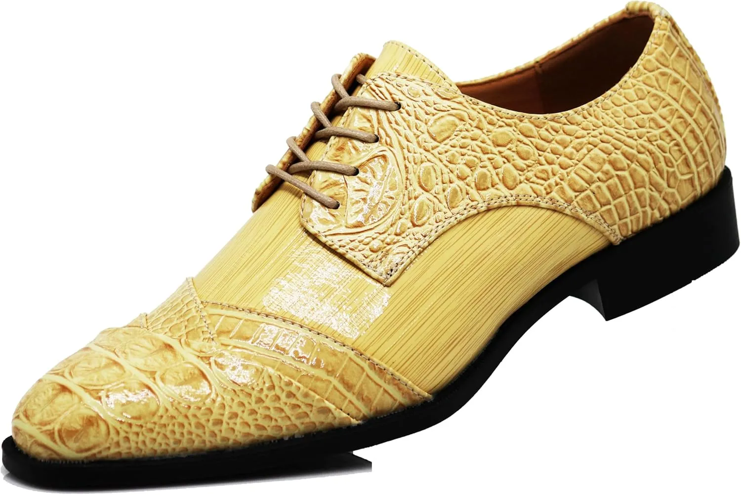 STW Men's Alligator Crocodile Print Oxfords Fashion Lace Up Dress Shoes