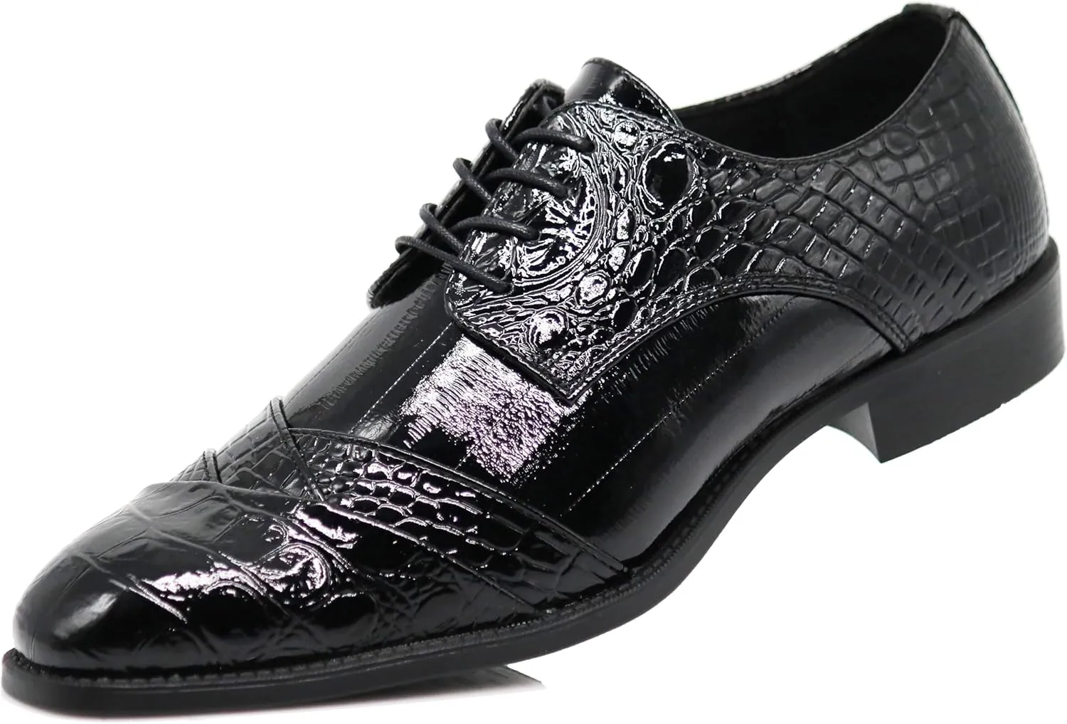 STW Men's Alligator Crocodile Print Oxfords Fashion Lace Up Dress Shoes