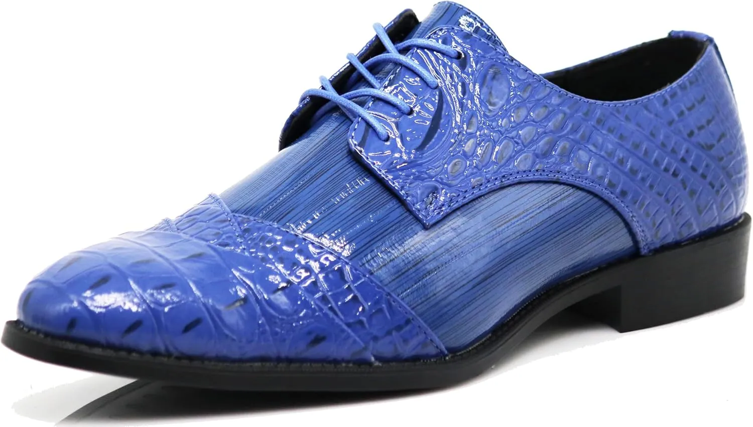 STW Men's Alligator Crocodile Print Oxfords Fashion Lace Up Dress Shoes