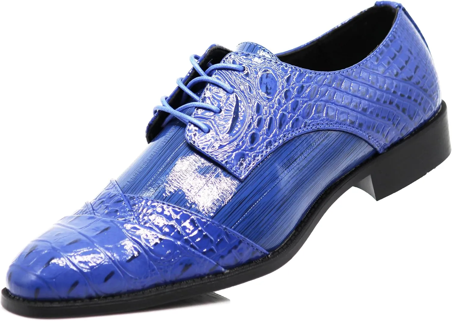 STW Men's Alligator Crocodile Print Oxfords Fashion Lace Up Dress Shoes