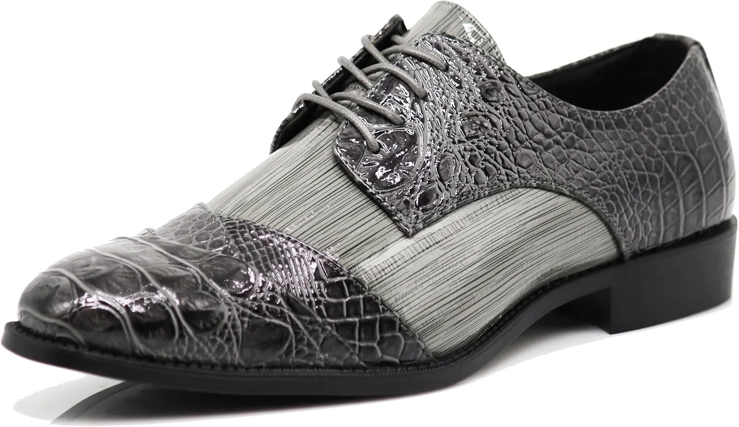 STW Men's Alligator Crocodile Print Oxfords Fashion Lace Up Dress Shoes