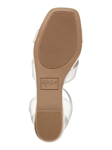 Style & Co. Womens Faux Leather Embossed Wedge Sandals White 7.5 Medium (B,M)