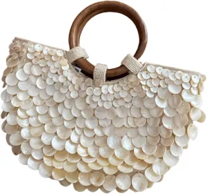 Summer Beach Tote Bag for Women, Handmade Shell Beaded Sequin Purse with Top Handle, Elegant Clutch for Wedding Party & Vacation, Luxury Evening Bag