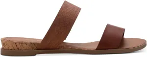 SUN STONE Womens Easten Faux Leather Slide Sandals Brown 6 Medium (B,M)