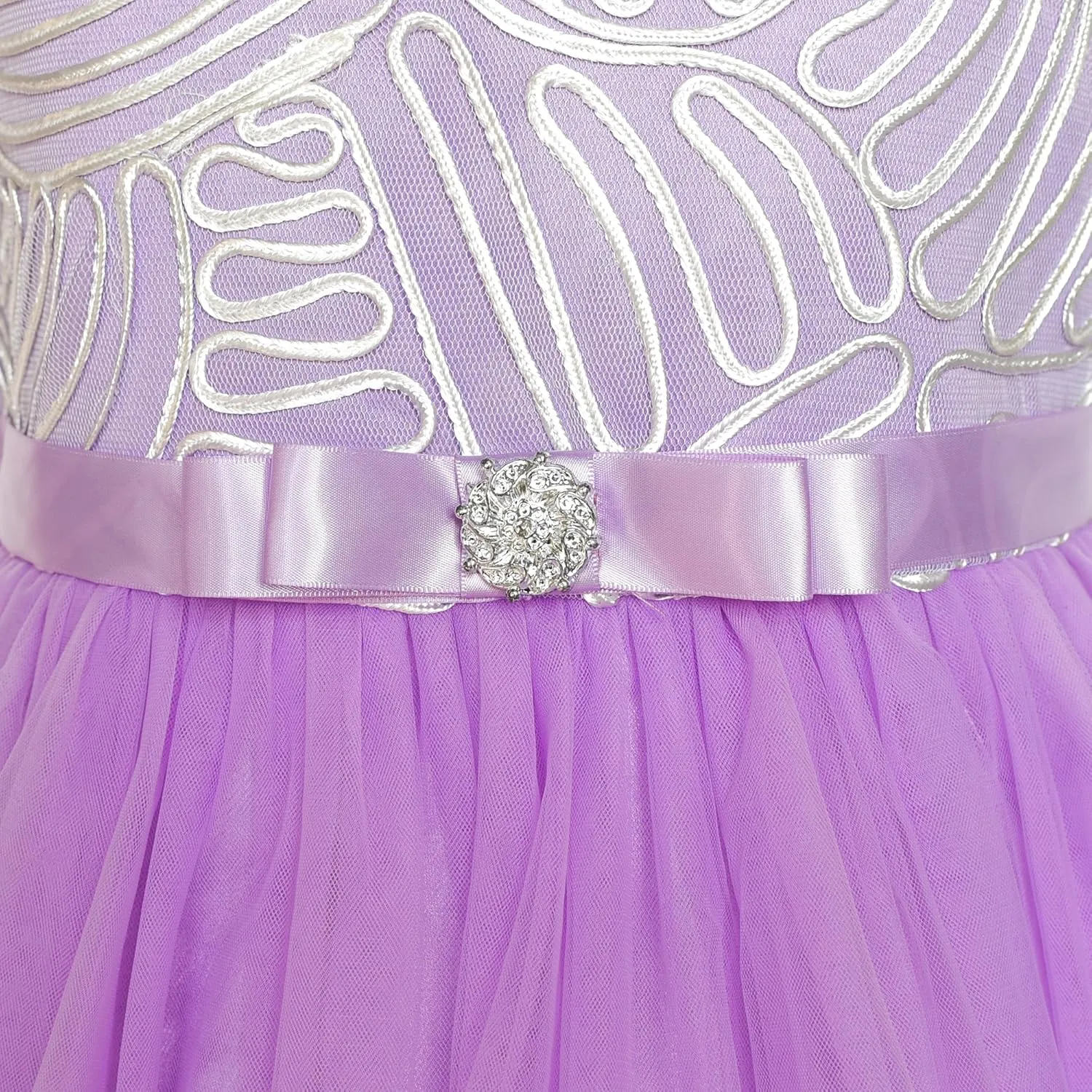 Sunny Fashion Flower Girls Dress Blue Belted Wedding Party Bridesmaid Size 4-12