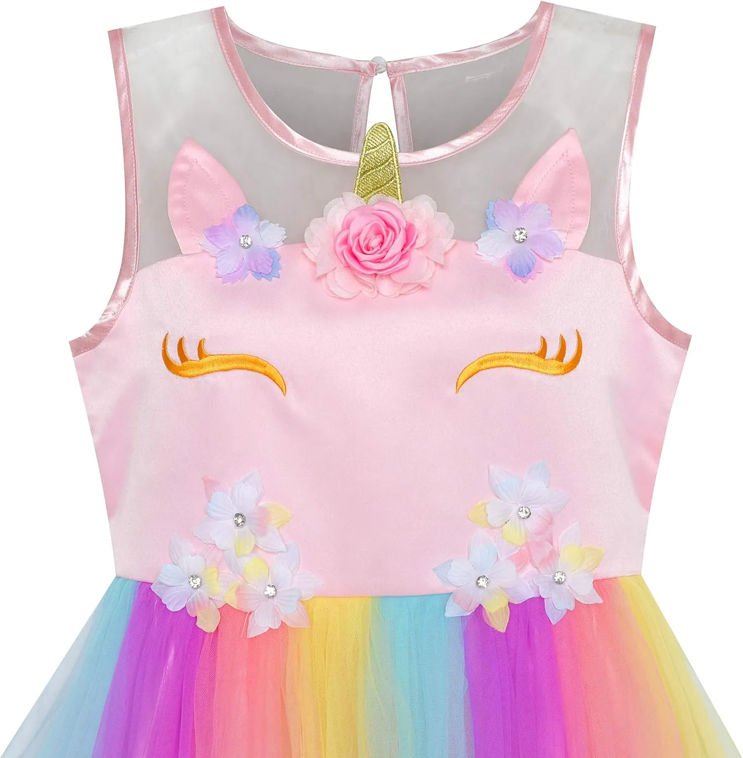 Sunny Fashion Flower Girls Dress Unicorn Rainbow Pageant Princess Party