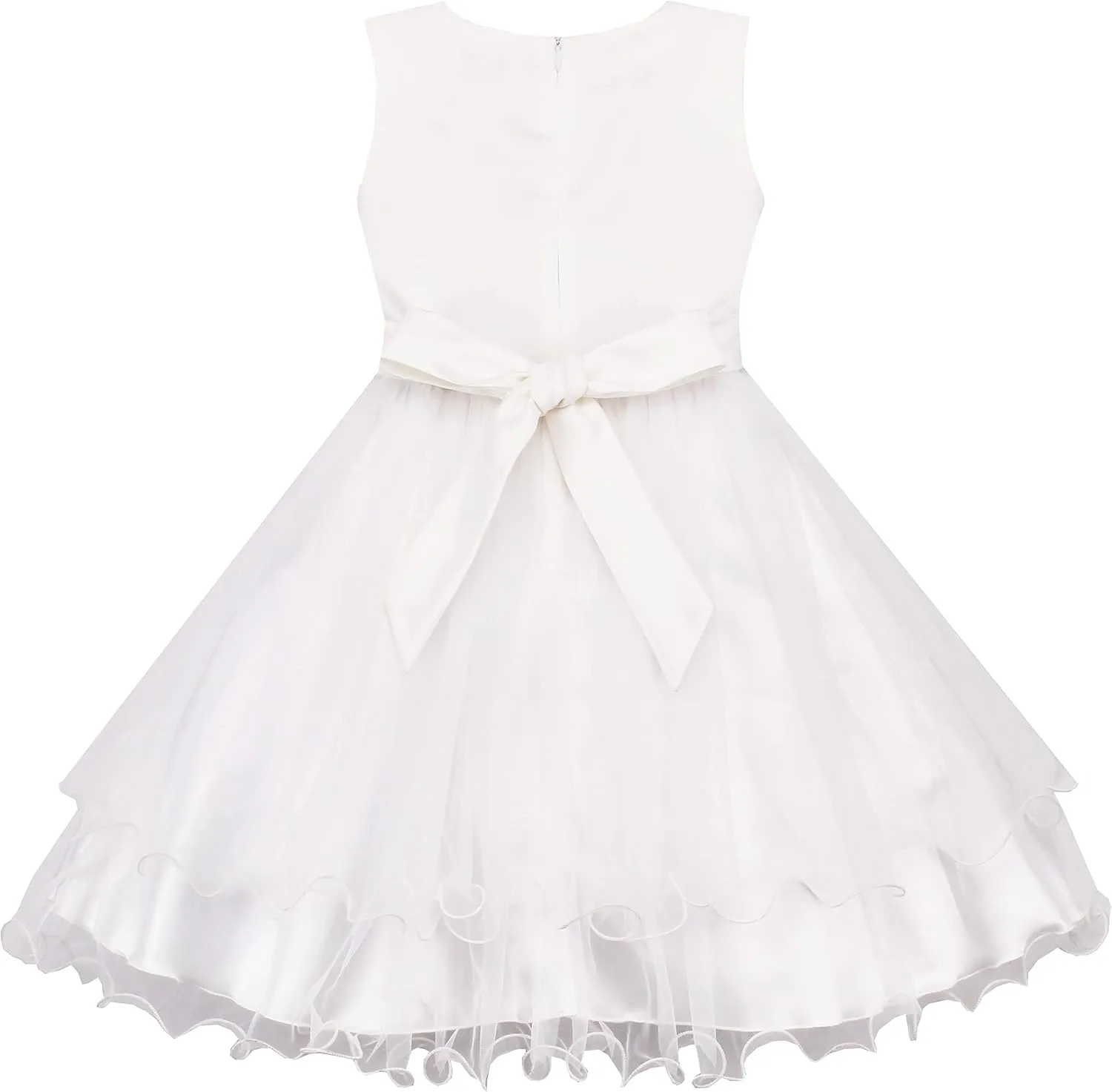 Sunny Fashion Flower Girls Dress White Wedding Pageant Bridesmaid Gown Size 3-10