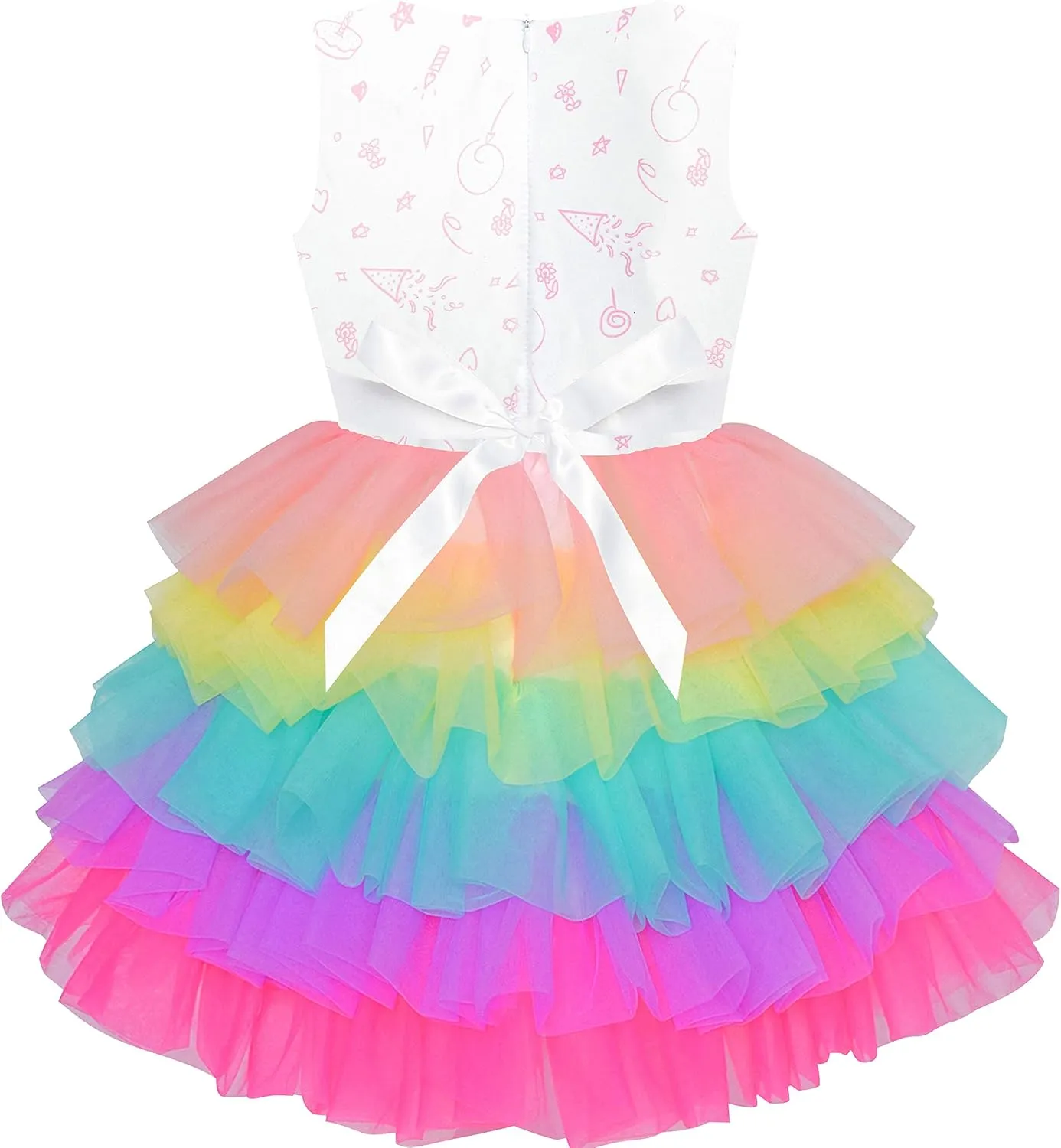 Sunny Fashion Girls Dress Birthday Princess Ruffle Dress Cake Balloon Print