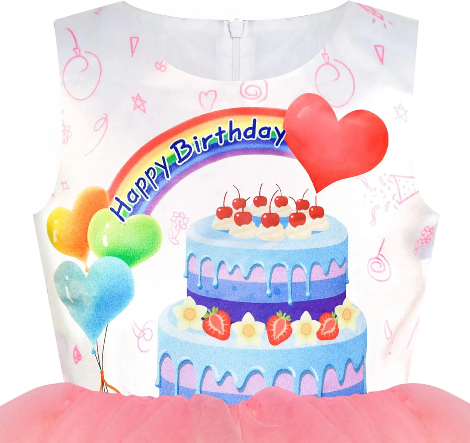 Sunny Fashion Girls Dress Birthday Princess Ruffle Dress Cake Balloon Print