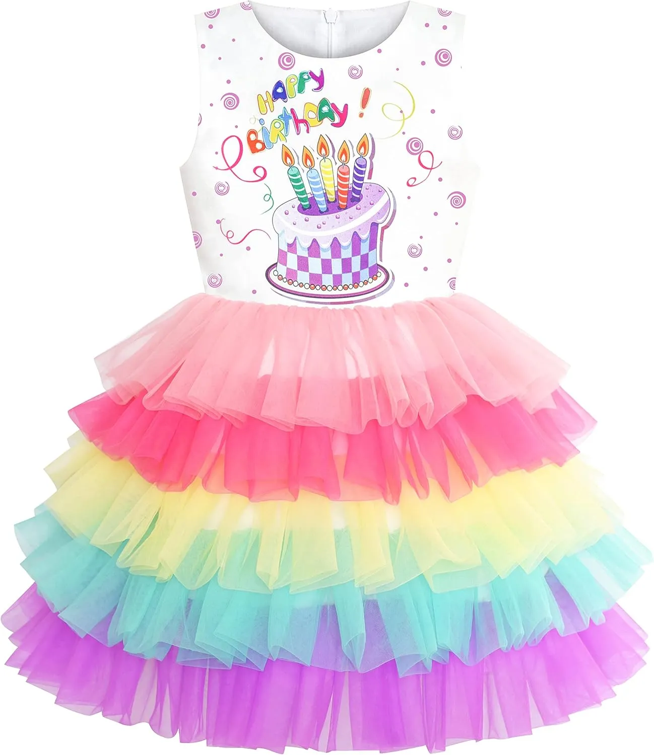 Sunny Fashion Girls Dress Birthday Princess Ruffle Dress Cake Balloon Print
