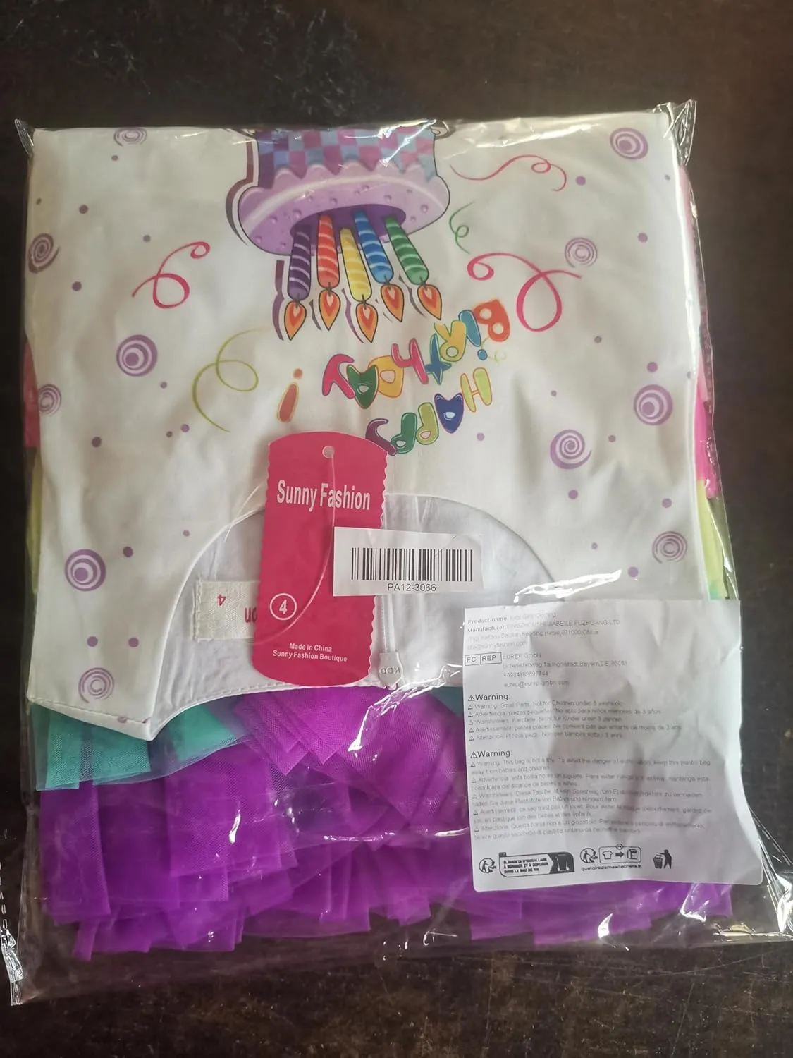 Sunny Fashion Girls Dress Birthday Princess Ruffle Dress Cake Balloon Print