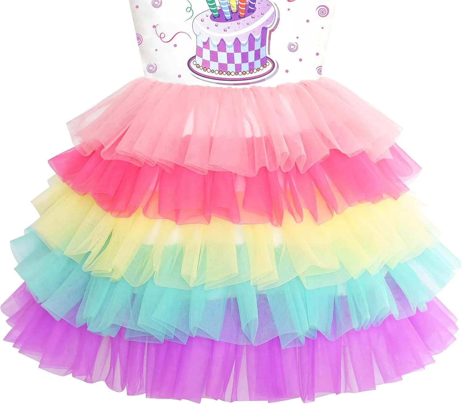 Sunny Fashion Girls Dress Birthday Princess Ruffle Dress Cake Balloon Print