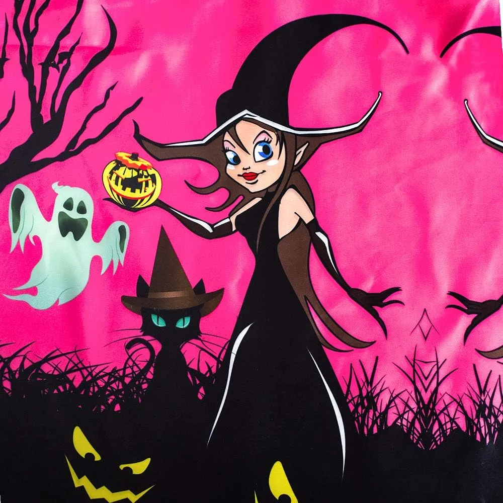 Sunny Fashion Girls Dress Halloween Party Witch Bat Pumpkin Halter Dress