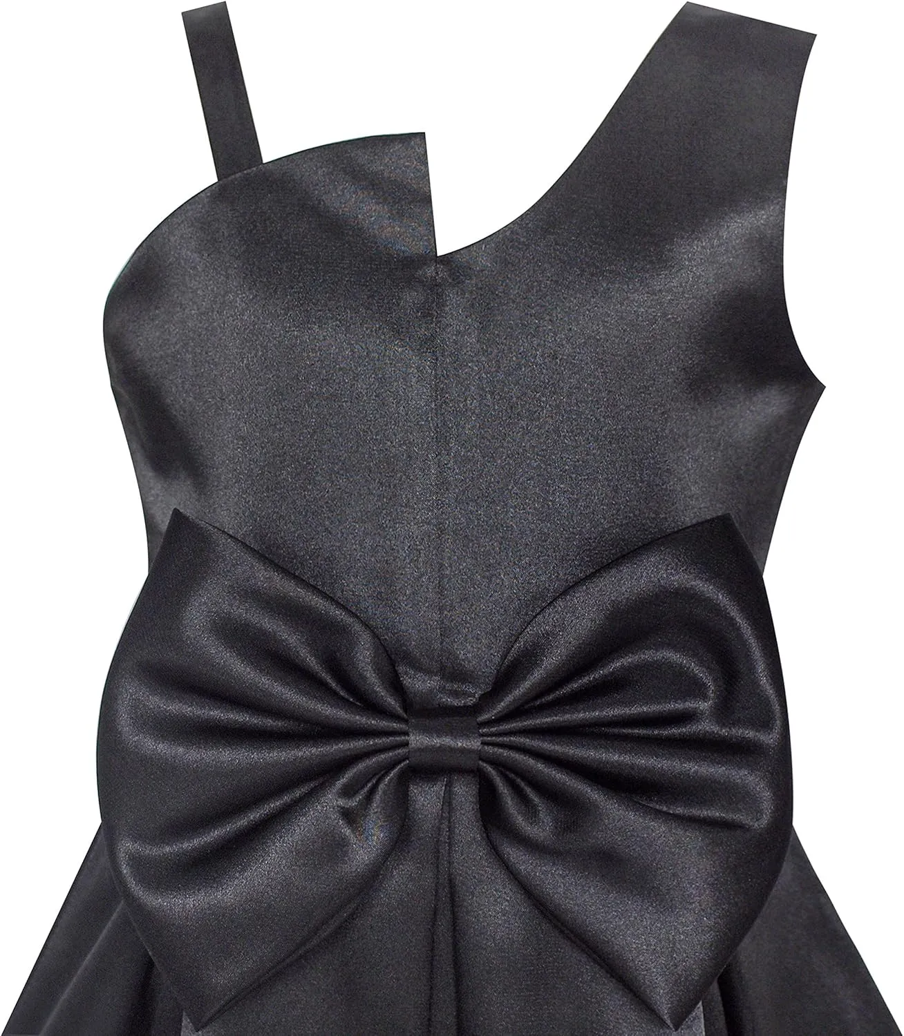 Sunny Fashion Girls Dress Satin Bow Tie One-Shoulder Party Size 6-12