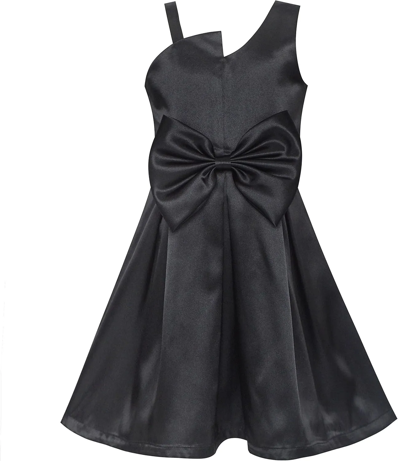 Sunny Fashion Girls Dress Satin Bow Tie One-Shoulder Party Size 6-12