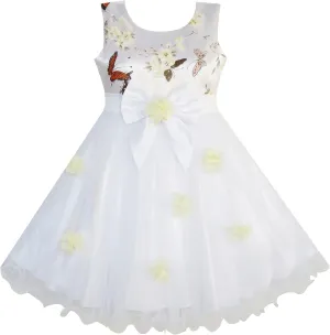 Sunny Fashion Girls Dress Tulle Bridal Lace with Flower Detailing Purple 4-14