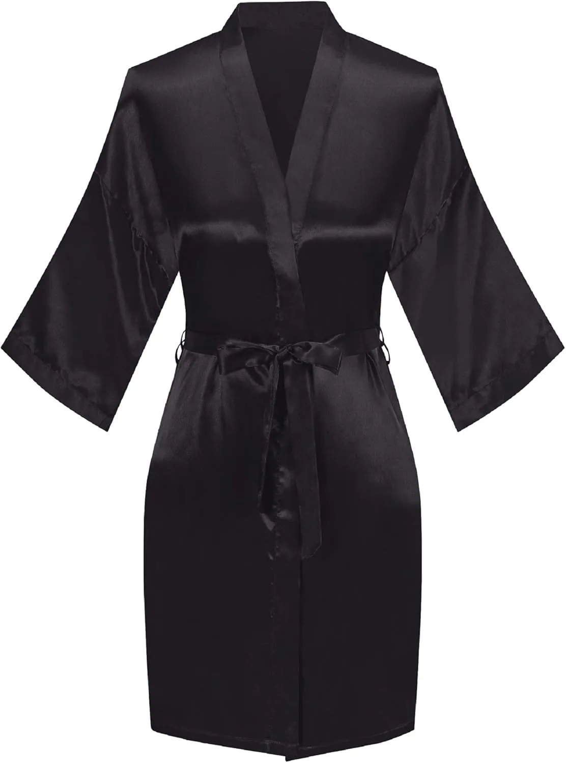 sunshinemall Women's Satin Kimono Robes with Rhinestones Bride Bridesmaid Short Getting Ready Wedding Dressing Gown