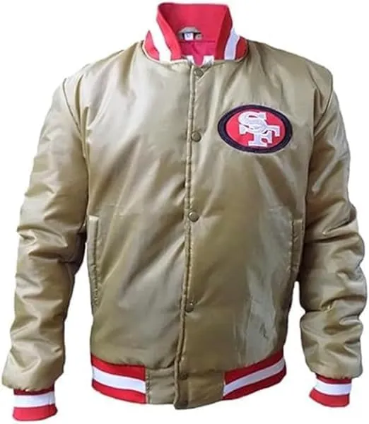 superlative Four-T-9 Satin Varsity Bomber Jacket For Men’s – Team Fans Golden Varsity Letterman Jacket