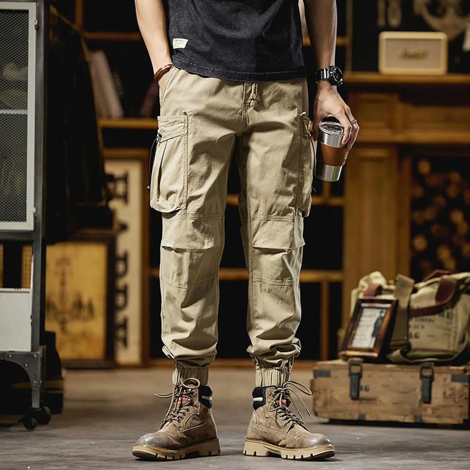 SUWBMHWE Japanese Streetwear Men Harem Pants Mens Beach Going Out Elegant Trendy with Pockets Clothes for Linen Shorts Solid
