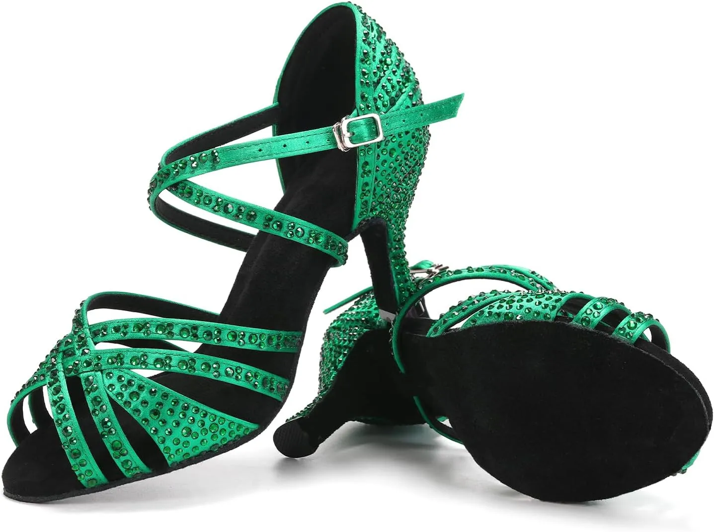 SWDZM Women's Rhinestone Dance Shoes Ballroom Latin Salsa Performance Practice Dancing Shoes