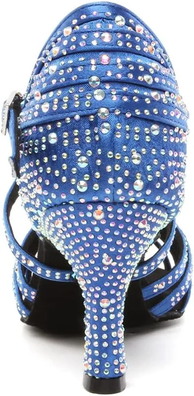 SWDZM Women's Rhinestone Dance Shoes Ballroom Latin Salsa Performance Practice Dancing Shoes