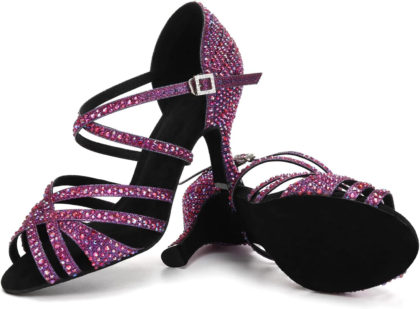 SWDZM Women's Rhinestone Dance Shoes Ballroom Latin Salsa Performance Practice Dancing Shoes