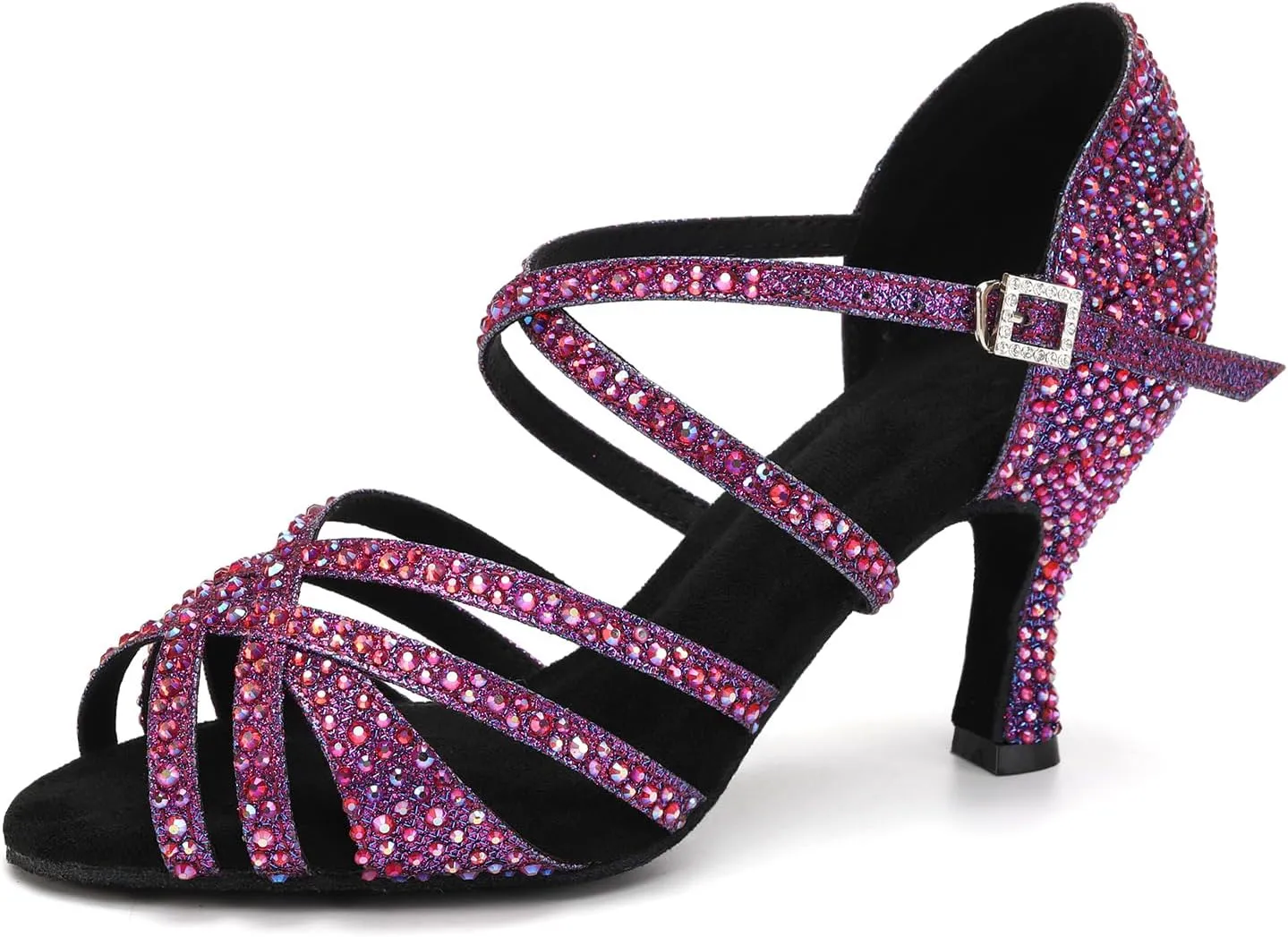 SWDZM Women's Rhinestone Dance Shoes Ballroom Latin Salsa Performance Practice Dancing Shoes