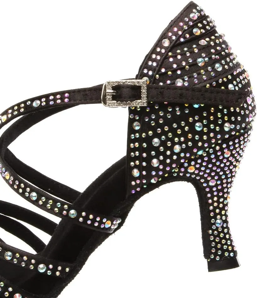 SWDZM Women's Rhinestone Dance Shoes Ballroom Latin Salsa Performance Practice Dancing Shoes