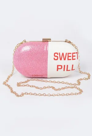 Sweet Pill Novelty Pill Shape Purses and Handbags for Women Fashion Party Clutch Evening Bags Female Shoulder Bag Stitching Color Oval Bag