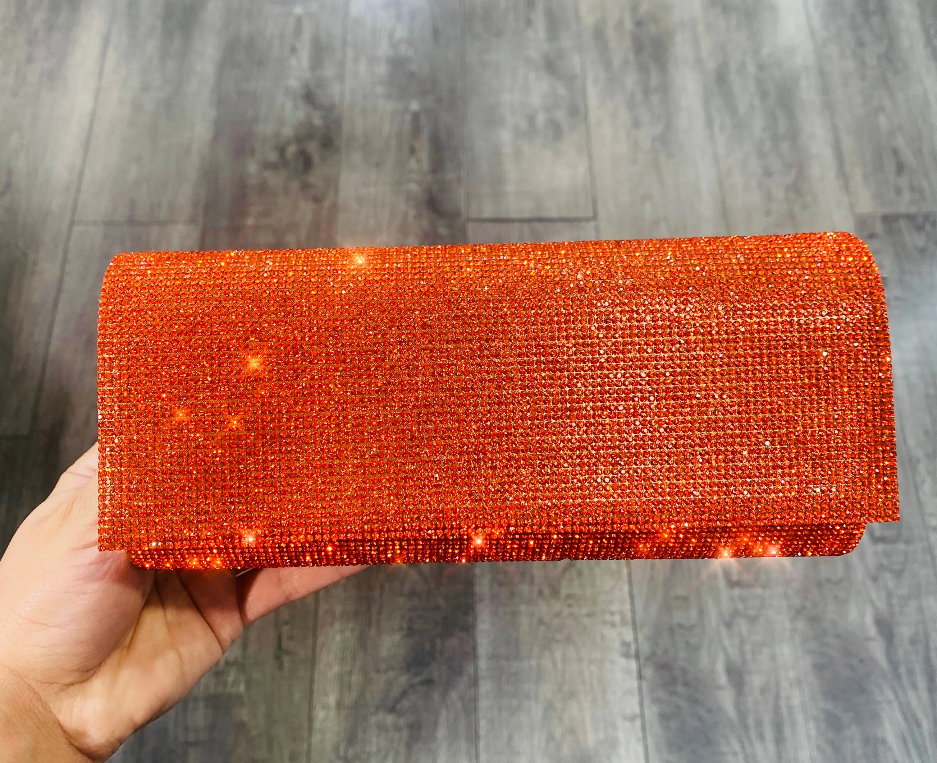 🍊Tangerine Orange Rhinestone Clutch🍊