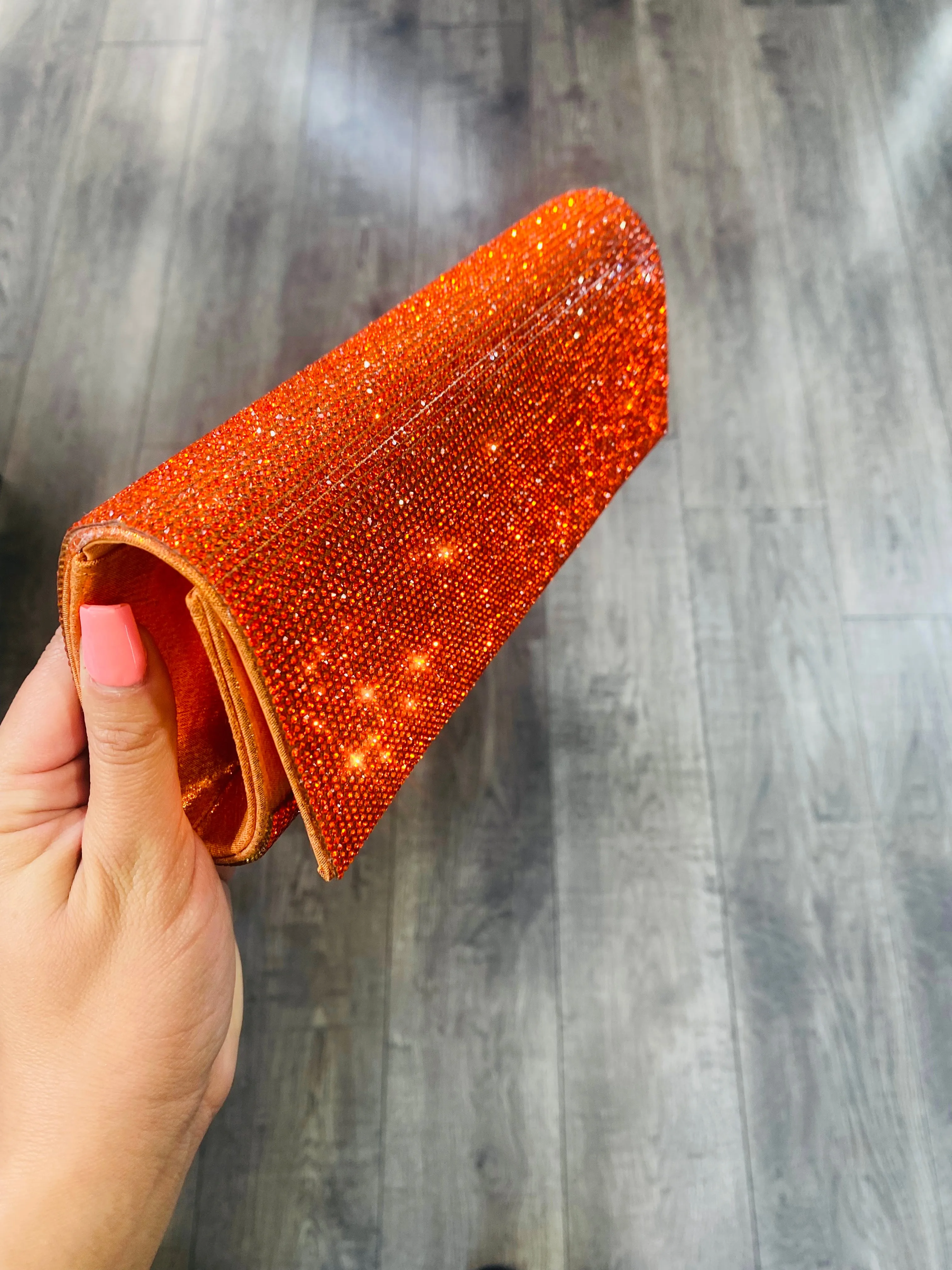 🍊Tangerine Orange Rhinestone Clutch🍊