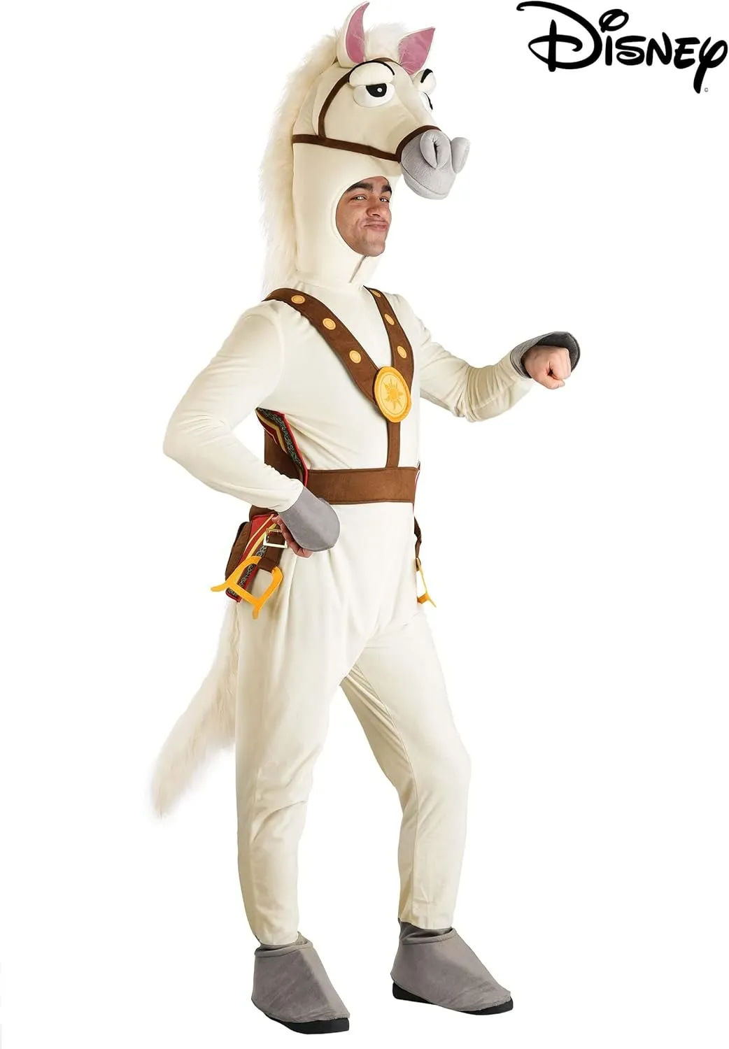 Tangled Maximus Costume | Officially Licensed Disney Adult Horse Jumpsuit with Tail and Saddle Accessory