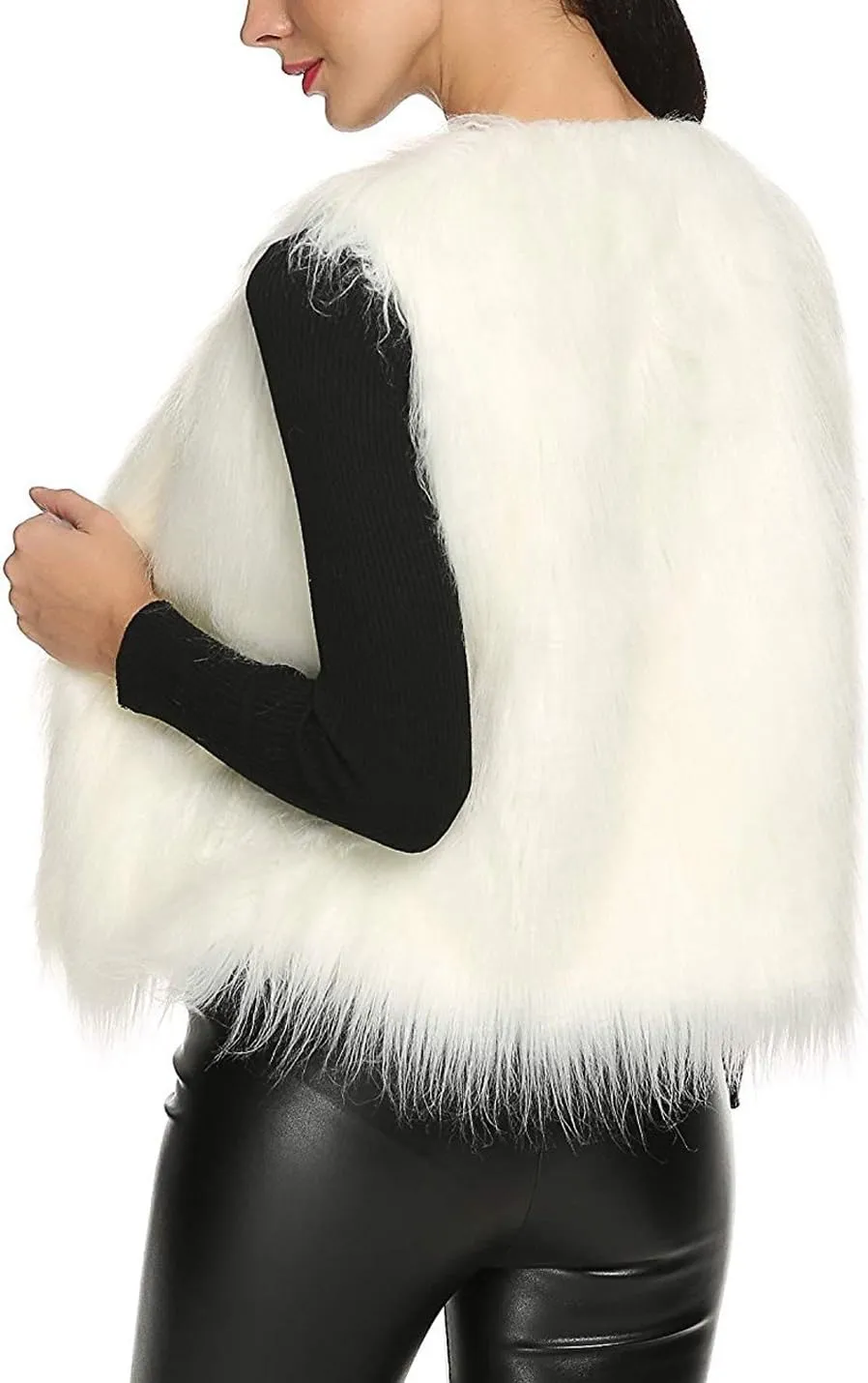 Tanming Women's Fashion Autumn and Winter Warm Short Faux Fur Vests