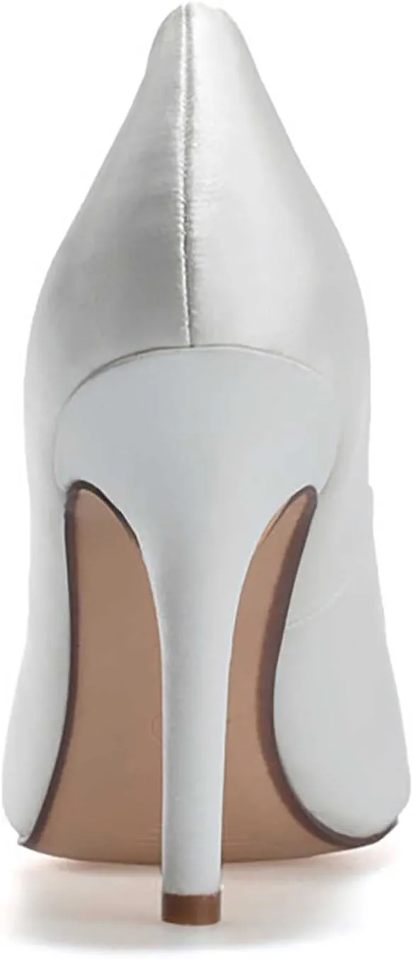 TarfiC Women's Wedding Rhinestones Satin Low Kitten Heels Pumps Dress Evening Shoes for Women Bridal Bride Pumps Shoes