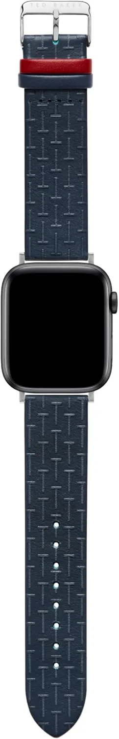 Ted Baker Blue T-Embossed Leather Strap Red Keeper for Apple Watch® (Model: BKS42F132B0)