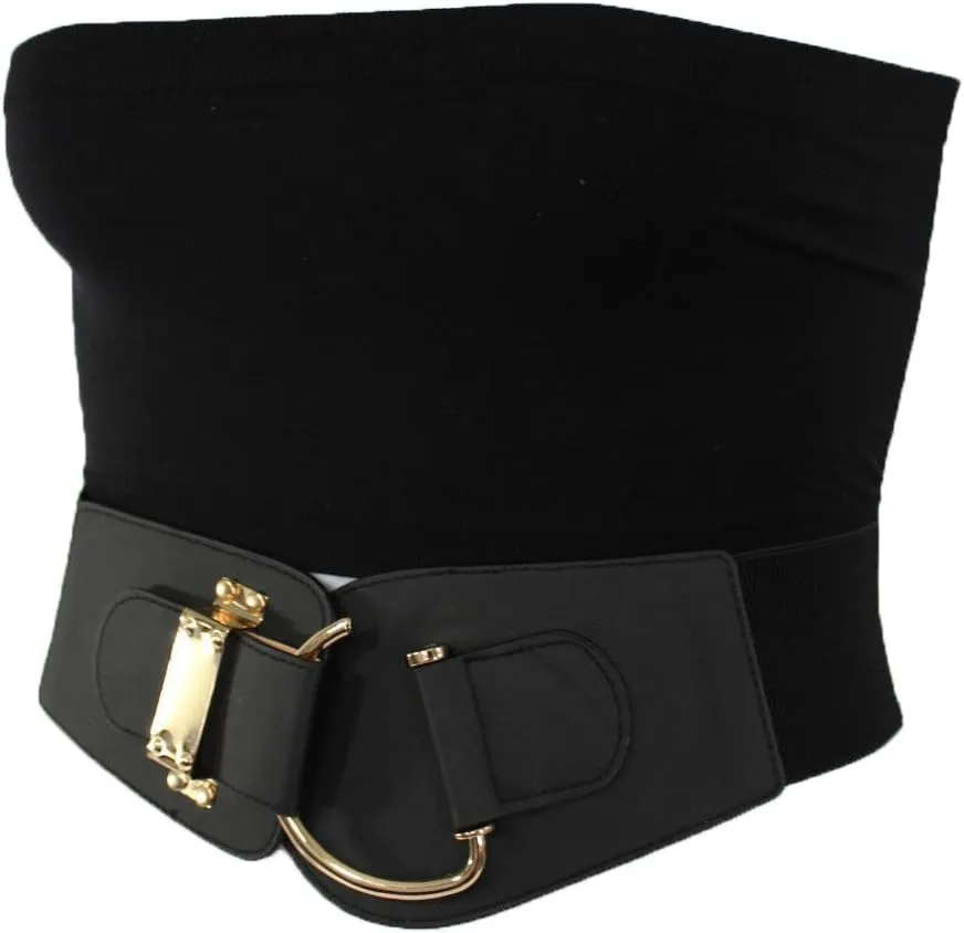 TFJ Women Wide Fashion Belt Hip High Waist Gold Metal Hook Buckle Size XS S M L Xl