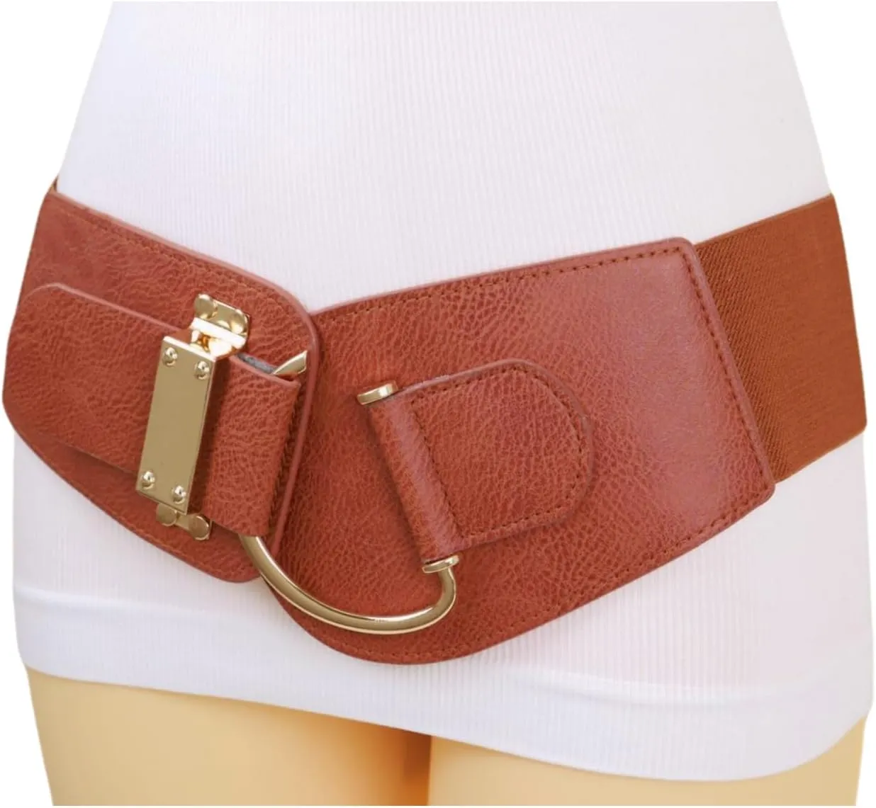 TFJ Women Wide Fashion Belt Hip High Waist Gold Metal Hook Buckle Size XS S M L Xl