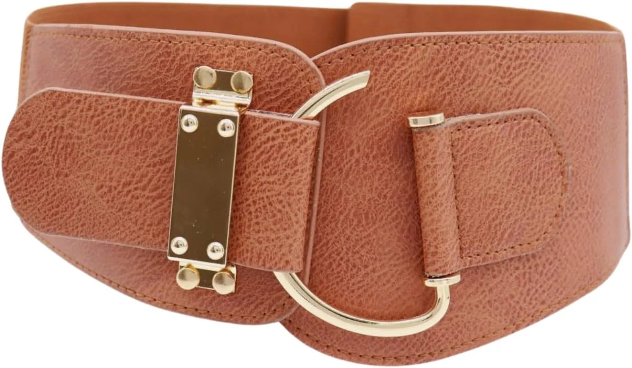 TFJ Women Wide Fashion Belt Hip High Waist Gold Metal Hook Buckle Size XS S M L Xl