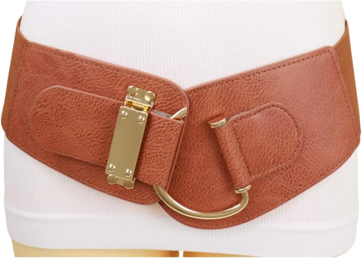TFJ Women Wide Fashion Belt Hip High Waist Gold Metal Hook Buckle Size XS S M L Xl