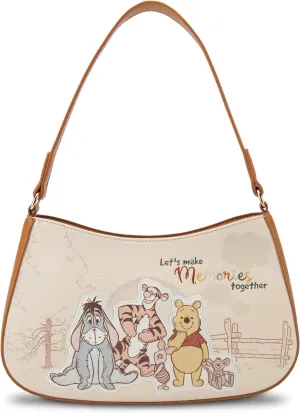 The Bradford Exchange Disney Winnie The Pooh Women's Cream Faux Leather Petite Handbag Adorned With Disney Art (Multicolor)