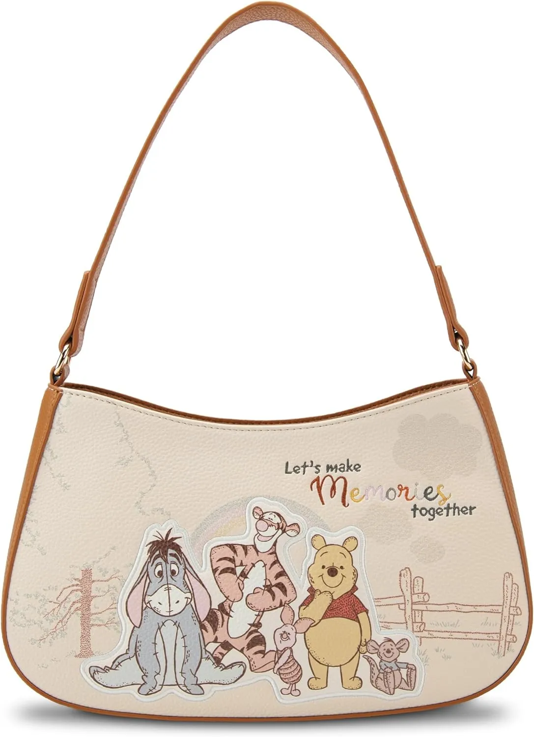 The Bradford Exchange Disney Winnie The Pooh Women's Cream Faux Leather Petite Handbag Adorned With Disney Art (Multicolor)