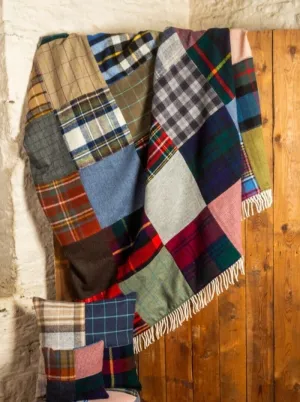 The Highland Throw Handmade Patchwork Tartan Tweed Wool Large Blanket