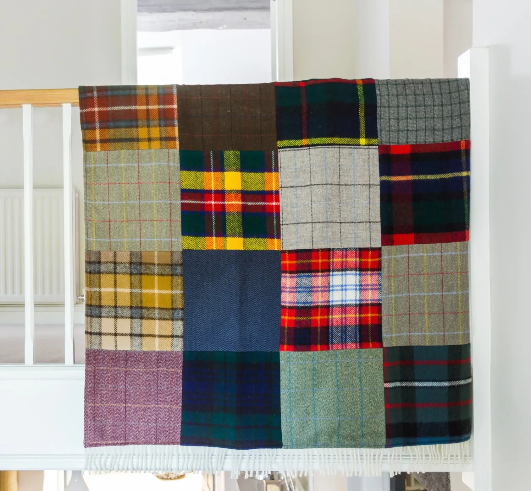 The Highland Throw Handmade Patchwork Tartan Tweed Wool Large Blanket