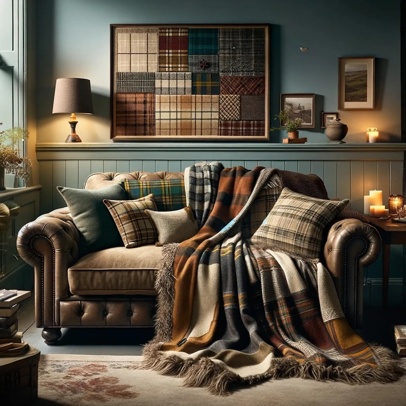 The Highland Throw Handmade Patchwork Tartan Tweed Wool Large Blanket
