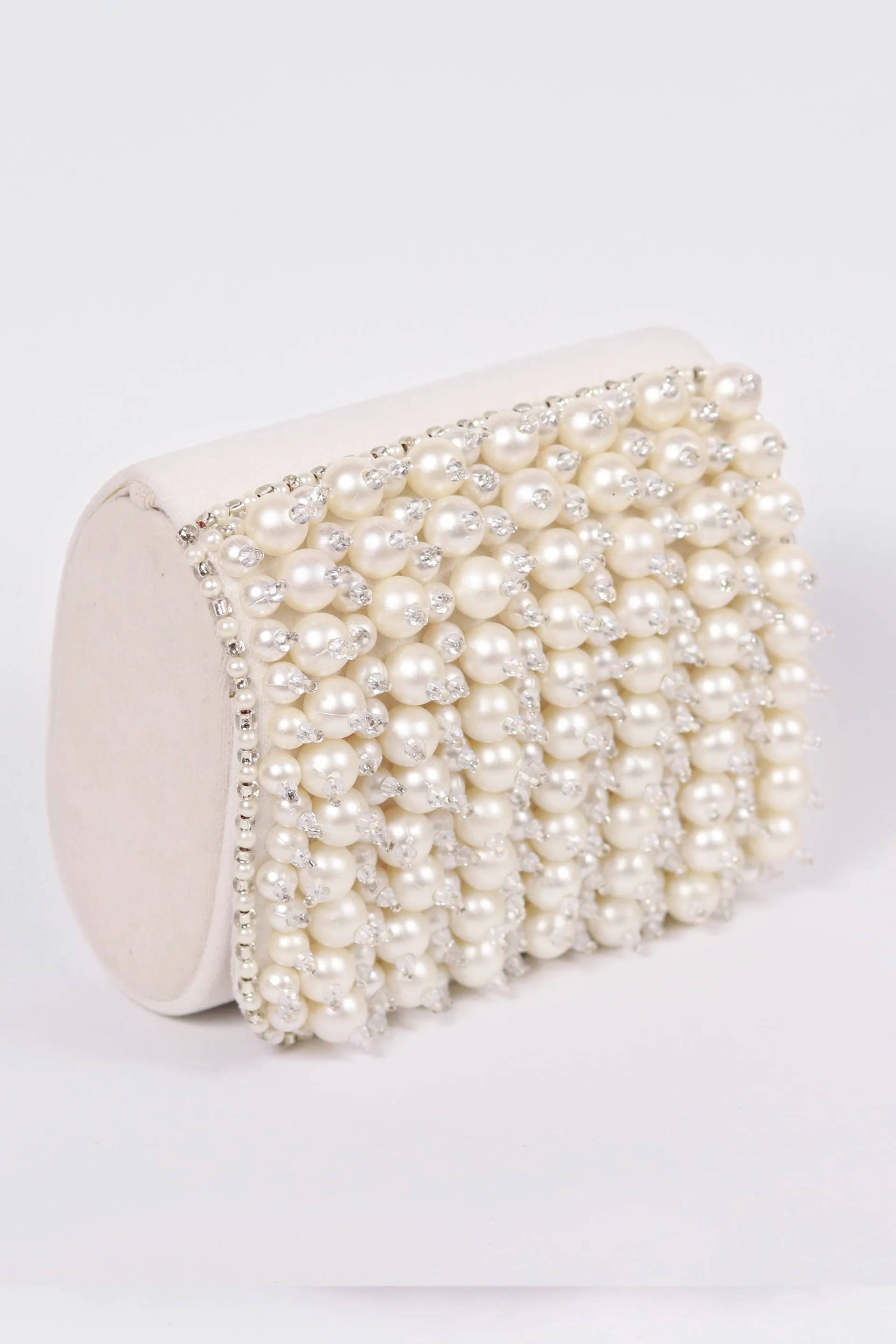 The Tan Clan Jade Mini White Bag With Embroidered Handle