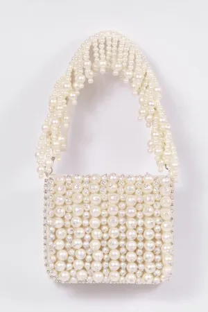 The Tan Clan Jade Mini White Bag With Embroidered Handle