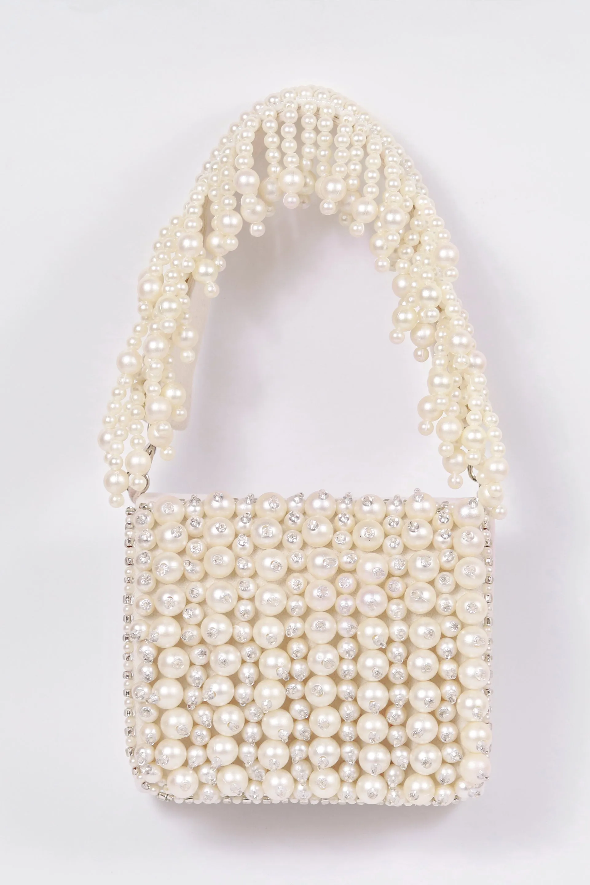 The Tan Clan Jade Mini White Bag With Embroidered Handle