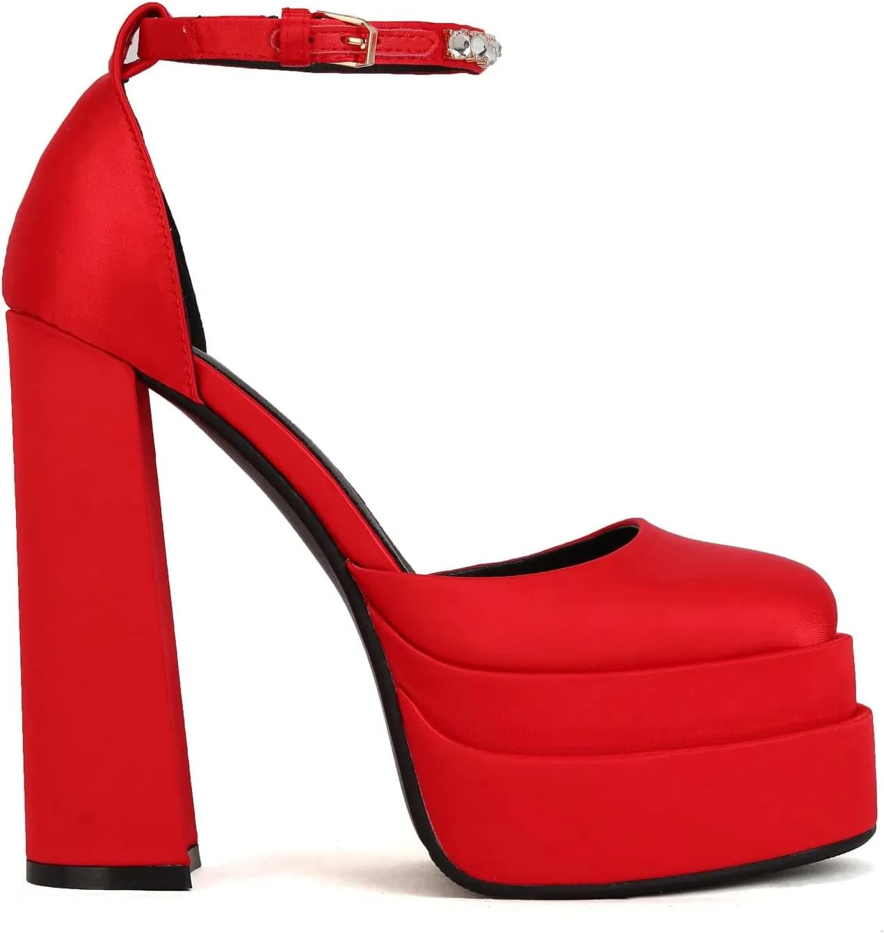 THESHY Womens Platform Chunky High Block Heels Ankle Strap Buckles Wedge Dress Pumps Fashion Shoes for Women