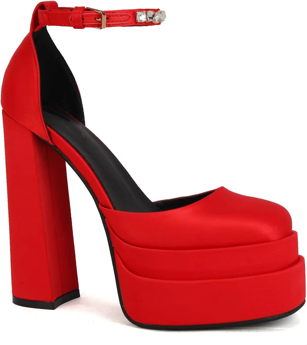 THESHY Womens Platform Chunky High Block Heels Ankle Strap Buckles Wedge Dress Pumps Fashion Shoes for Women